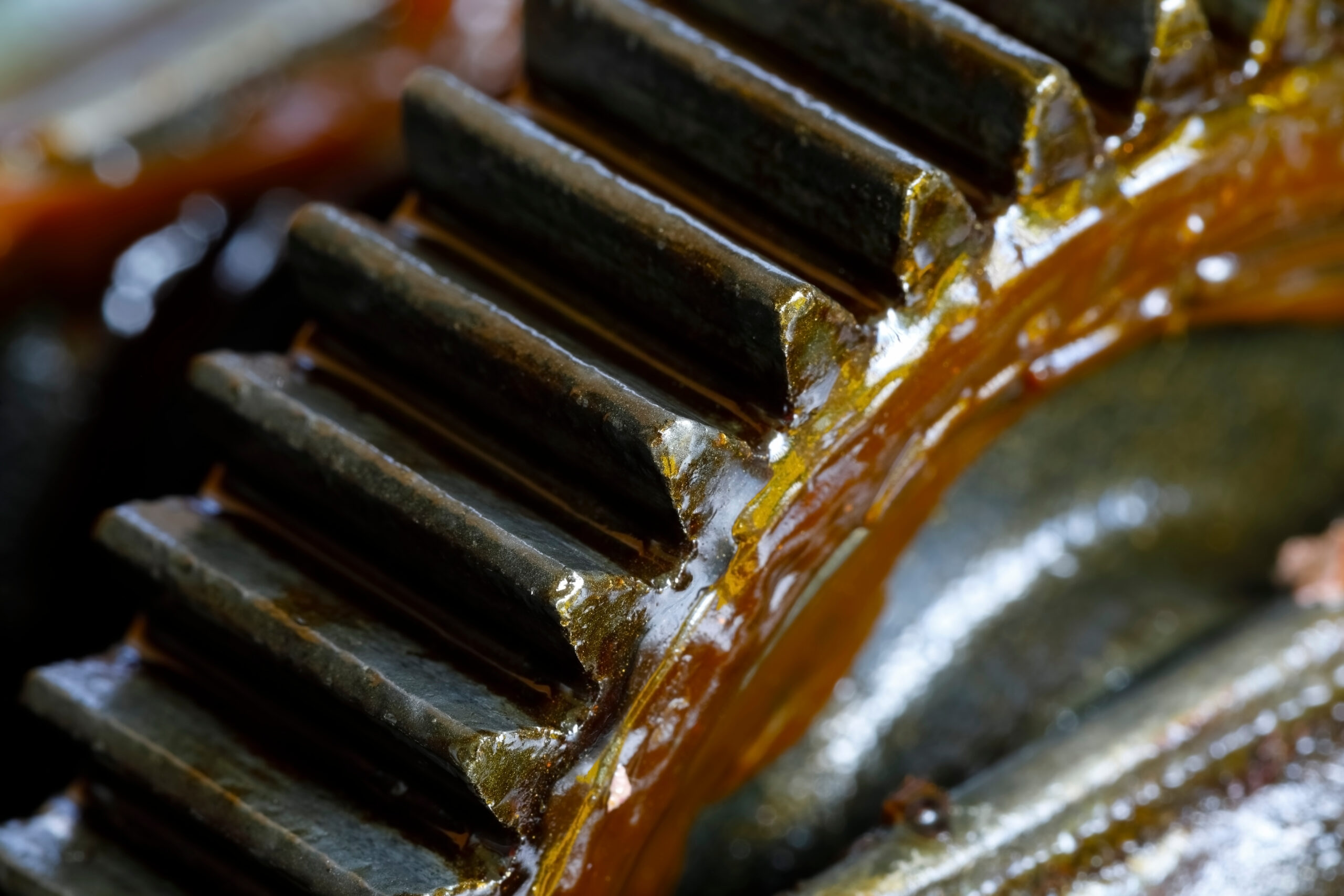 One cog wheel with grease coating